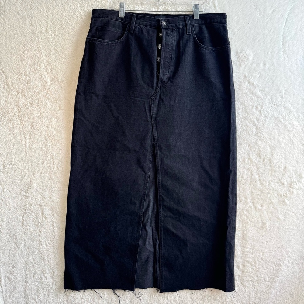 Favorite Daughter The Sadie Maxi Skirt Women’s 34 Black Asphalt Raw Hem Grunge